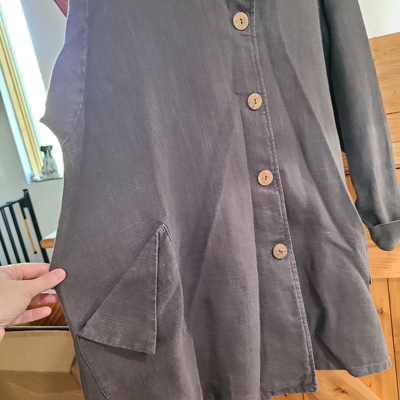 Yoon-A-Verse Mindful Wear Hemp Linen Shirt Jacket Shacket Size 3 Large Lagenlook - Picture 7 of 14
